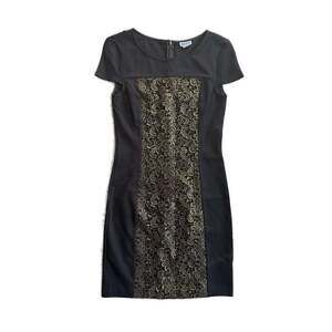 DKNY Black Gold Lace Overlay Dress